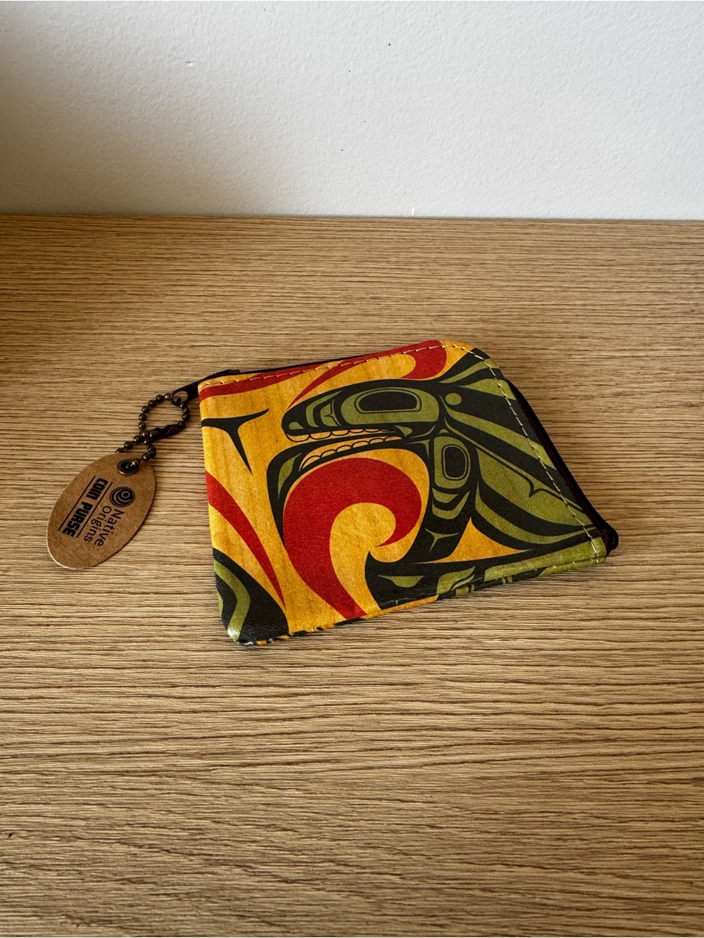 Tribal Print Zip Pouch with Bold Red & Yellow Accents